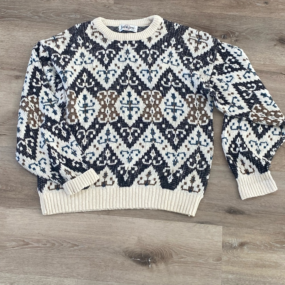 Jantzen Vintage 80s Knit Geometric Sweater Men’s Size Large